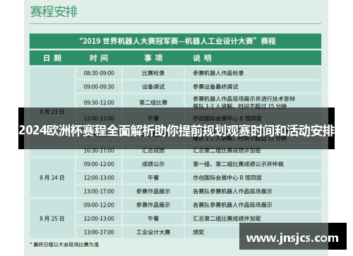 2024欧洲杯赛程全面解析助你提前规划观赛时间和活动安排